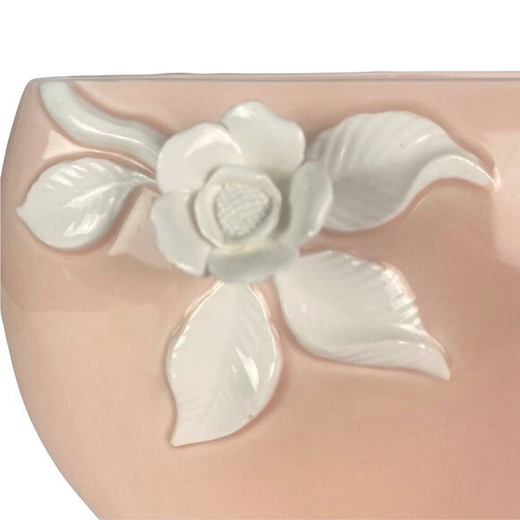 3D Floral Fitz and FloydPorcelain Rose Peach Pink Vase White Flowers 1982 - Picture 5 of 11